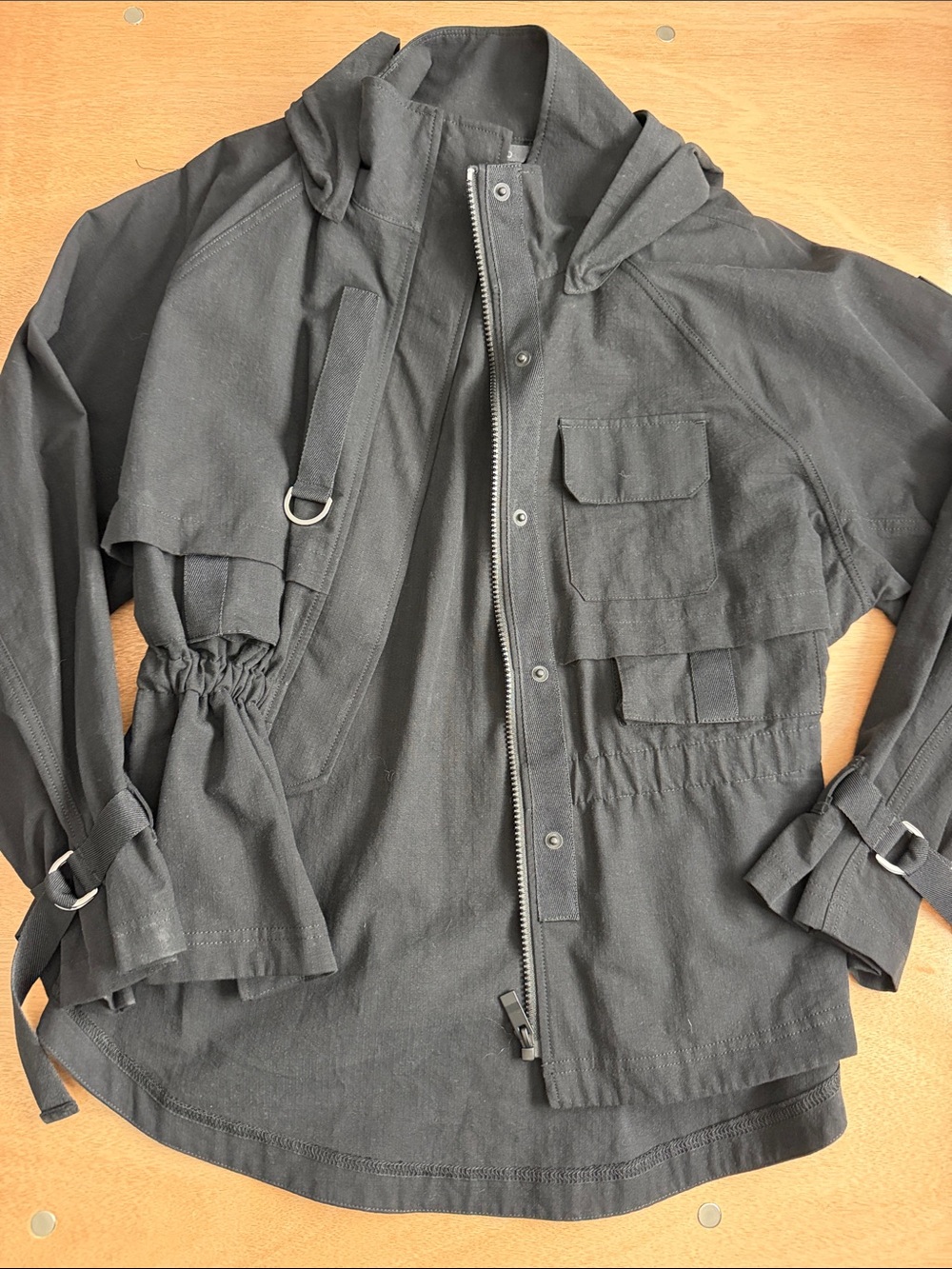 ALO Yoga Black Hooded Utility Jacket with Cargo Pockets